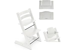STOKKE Tripp Trapp Bundle - Seggiolone con accessorio Baby Set e cuscino classico Nordic Grey - colore: Bianco