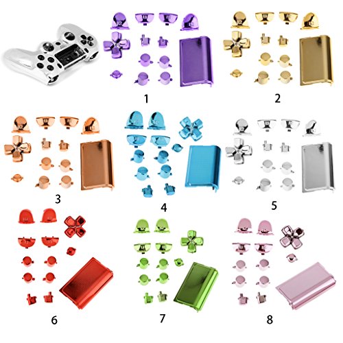Generic Metall überzogen Vollständige Gehäuse Schale Fall Schaltfläche Bausatz Ersatzteile für PS4 Controller – Grün, one size - 6