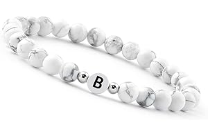 GD GOOD.designs EST. 2015 Perlenarmband Buchstabe I Partner Armband weiß mit echten Howlith Perlen I Geschenk für Couple I Personalisiertes Partnerarmband