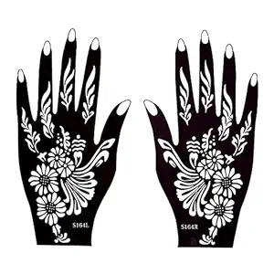 IVANAS Heena Mehandi Tatto Stencil Set for | Hand | Body | Fingure | Face | Heena Art Temporary Tatto for Kids, Girls & Women, Design - NIV-50, Black, M