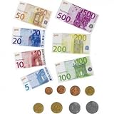Dimensiones aprox: Billete 5 ?: 6 cm. Billete de 500 euros : 8 cm . Moneda 1 ct : 1,5 cm. Moneda de 2 euros : 2,5 cm