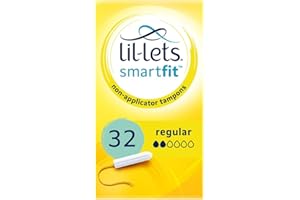 Lil-Lets Non-Applicator Regular Tampons, 32 Count (Pack of 1), For Light to Medium Flow, 2 Droplets, Plant-Based, SmartFit™ Non-App Tampon