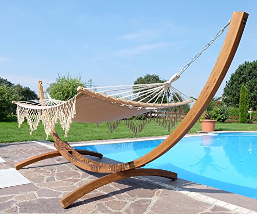 360cm Hängemattengestell GRENADA-BRAUN aus Holz Lärche mit Stab Hängematte NEU: mit gebogenem Stab von AS-S - 2