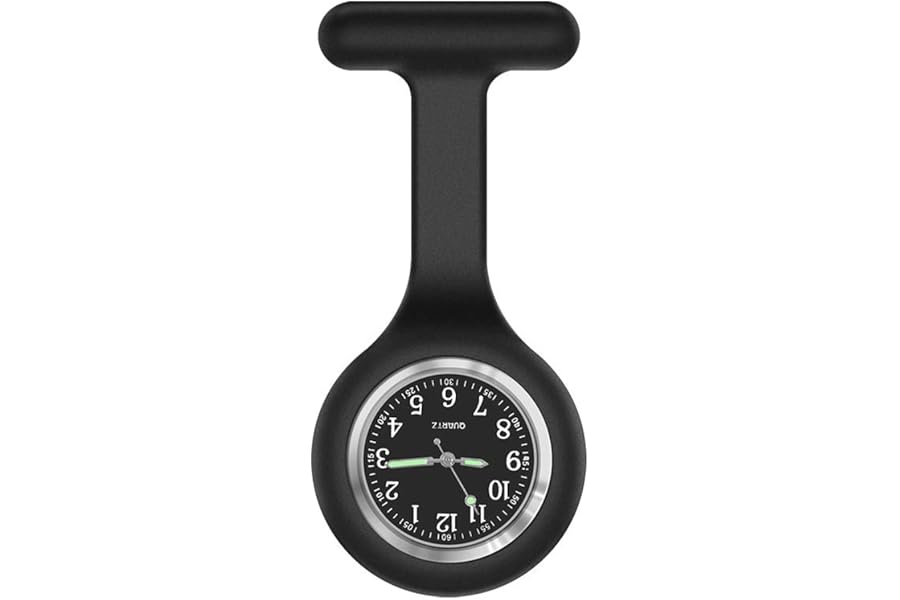 SibyTech Nurse Watch Brooch, Silicone with Pin/Clip, Glow in Dark Design, Health Care Nurse Doctor Paramedic Medical Brooch Fob Watch
