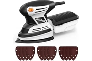 Towallmark Delta Schleifmaschine 200 W Multi Schleifmaschine Max 15.000 Drehzahl, mit 12 Schleifpapier (Grit 80/120/180), Staubsammler, Schleifmaschine für Holz, Ecke für Kante, Metall