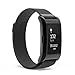 Produktbild MoKo Armband für Fitbit Charge 2 mit Rahme - Milanaise Edelstahl Replacement Wrist Band Strap Watchband Uhrband Uhrenarmband Erstatzband mit Magnet-Verschluss und Mentallschließe für Fitbit Charge 2 Smartwatch Zur Herzfrequenz und Fitnessaufzeichnung, Schwarz