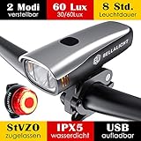 ✔ Einfache, werkzeuglose Montage durch Schnellbefestigung -- Das Fahrrad-Leuchtenset lässt sich einfach und ohne zusätzliches Werkzeug montieren. Universal Lenkerhalter mit Schnellbefestigung ist geeignet für fast allen Lenkerdurchmesser Ø22~32mm. Mitgelieferte Gummistreifen für geringen Lenkerdurchmesser. Die Lampen sind nach der Montage sehr fest und wackeln nicht herum, und dank eines Stecksystems an den Halterungen lassen sich sowohl Vorderlicht als auch Rückleuchte einfach abnehmen