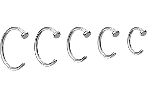 Body CAC 18G/20G/22G Thin C-Shaped Open Nose Ring Hoops for Women, Medical Implant Surgical Steel Septum Piercing Jewellery Hoops-6mm/7mm/8mm/9mm/10mm