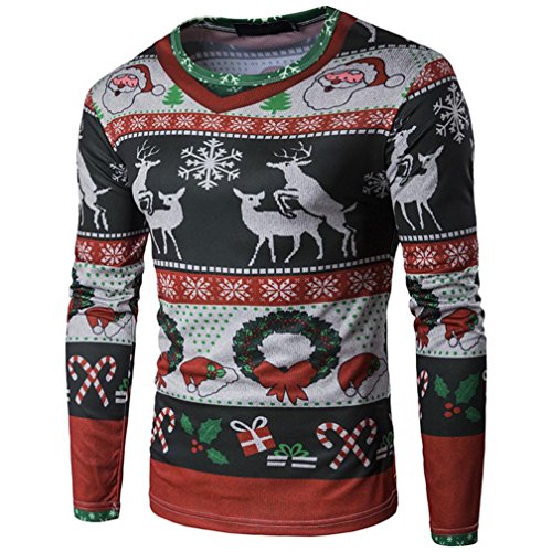 Preisvergleich Produktbild Kobay Herren Männer Herbst Winter Weihnachten Weihnachten PrintingTop Männer Langarm T-shirt Bluse