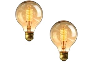 FanciBuy Dimmable E27 Screw Bulb, Pack of 2 Vintage G80 Edison Light Bulbs 40W, Decorative Spiral Filament Bulbs Soft Warm White 2700K