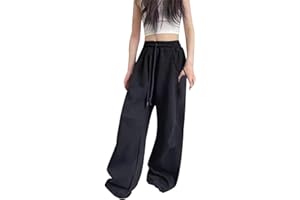 VUNCIO Pantalon Enfant Fille Fluide élastique Jambe Large 3-13 Ans Pantalon Ample Adolescente Fille Chic Pas Cher Confortable Printemps été Casual Sport Jogging Streetwear