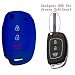 Produktbild RotSale® 1x Blau Schlüsselhülle Autoschlüssel Hyundai i-Serie 3 Tasten Silikon Schutzhülle Tasche Gehäuse Fernbedingung Klappschlüssel