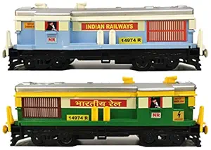 Jack Royal Plastic Locomotive Train Engine, Set of 2 Piece (Green-Sky Blue)