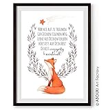  Hör nie auf zu träumen - einzigartiger mit Wunschnamen personalisierbarer Kunstdruck von ABOUKI - ungerahmt - mit Motiv Fuchs