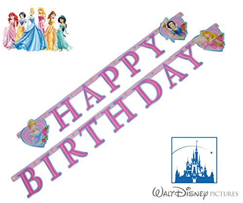Kinder Geburtstag Girlande Party Happy Birthday Dekoration Kindergeburtstag (mit Pfeife als Kinder-Spielzeug) Papier Deko Prinzessin rosa pink Princess Herzlichen Glückwunsch Glückwünsche Fete Geburtstagsfeier Mädchen Fest farbig bunt Made in Germany Partydeko Girlanden Kleinkindergeburtstag Kind Kleinkind Geburtstagskette Baby Dekoartikel Kette Hängedeko - 2