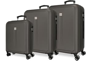 Roll Road Camboya Juego de Maletas Negro 55/68/78 cms Rígida ABS Cierre de combinación Lateral 190L 10,84 kgs 4 Ruedas Dobles Equipaje Mano