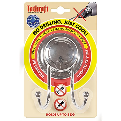 Tatkraft Spring Doppelhaken Handtuchhaken mit Saugnapf Stahl Verchromt - 2