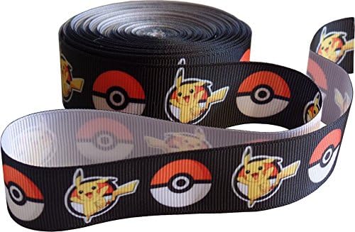 Pokemon Pokeball Grosgrain Printed Ribbon 1" Wide For Cakes, Crafts, Gift Wrapping, Hair Accessories (2m Length)
