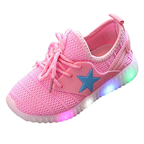 Preisvergleich Produktbild FEITONG Kinder Sneaker, Kleinkind Turnschuhe Stern Leuchtend Casual Bunte Lichter Schuhe Beiläufig Schuhe (25, Rosa)