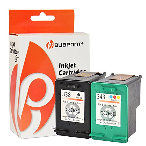 Druckerpatronen kompatibel für HP 343 + 338 color und black passend für HP DeskJet DeskJet 480 5740 5745 6520 6540 6620 6840 9800 OfficeJet 6205 62106115 7210 7310 7410 PhotoSmart 2575 2610 2710 7850 8150 8450 8750 C3180 PSC 1510 1600 1610 2350 2355