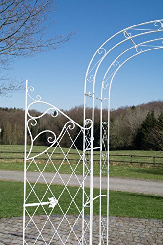 CLP Eisen Rosenbogen MELISSA mit Tor / Tür, Doppeltor Höhe 150 cm, Maße gesamt: Breite 120 cm, Höhe 220 cm, Tiefe 40 cm antik-weiß - 6