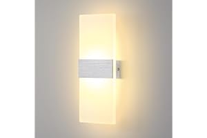 Lightsjoy Apliques Pared Interior Acrílico Lámpara de Pared LED Moderna, Hacia Arriba Hacia Abajo Iluminación Interior para Decoració para Dormitorio Pasillo Sala de Estar, Escaleras-Blanco Cálido