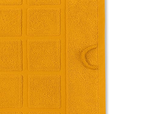 hochwertige Bio-Handtuchserie – erhältlich in 19 trendigen Unifarben oder 7 Streifen – in 7 verschiedenen Größen, 2er-Pack Badvorleger 50 x 80 cm, mangogelb - 4