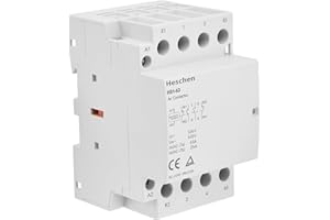 Heschen Contattore CA domestico, HS1-63, 4 poli 2NO 2NC, CA 220V/240V Tensione bobina, 35 mm Montaggio su guida DIN