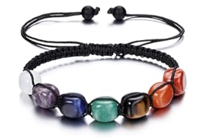 Senidea 7 Chakra Armband (2 Stück oder 1 Stück) Yoga Armband Edelstein Armbänder Natürliche Chakra Steine Lavastein Healing Reiki Energietherapie für Damen Herren