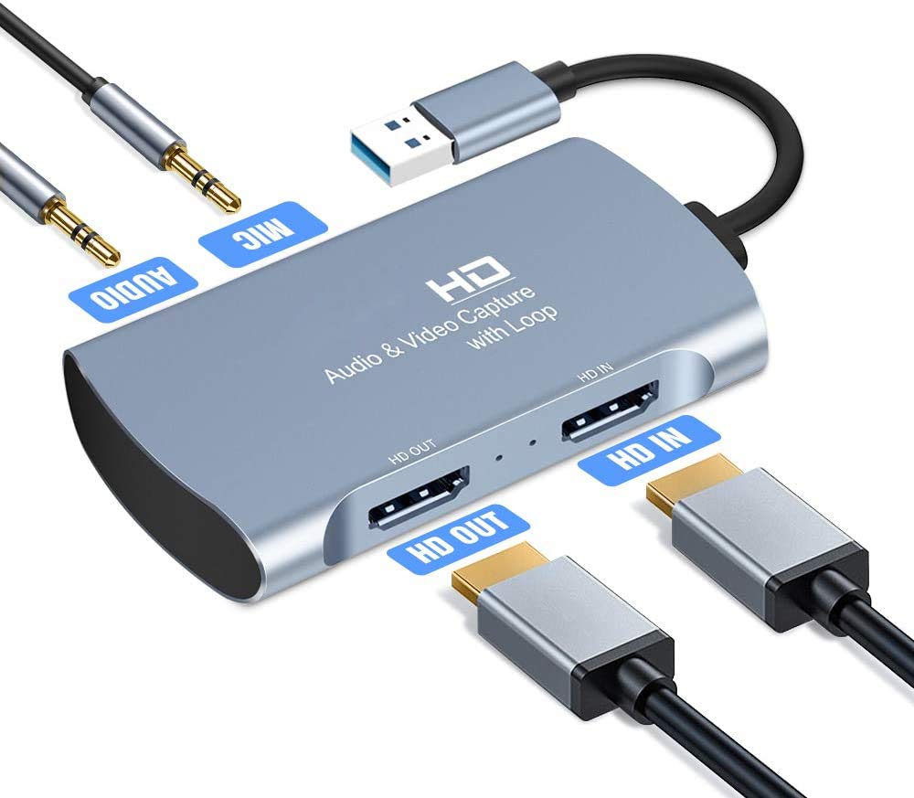 Microware Video Capture Card, HD Game Capture Card, HDMI to USB 3.0, 1080P 60fps Full HD Video/Audio Capture Recorder Device with PC/Mac OS/Linux