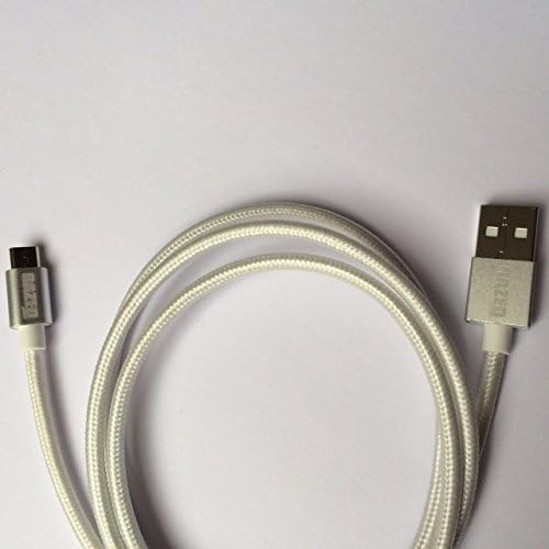 RazedPower® Twister Micro USB 3.3-Feet Nylon Braided + Metal Case USB Cable tangle-free (White)