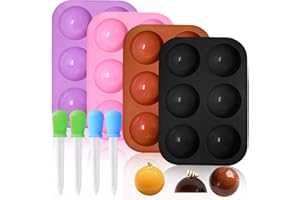 FineGood Formy silikonowe do czekolady, półkule, foremki do czekolady, silikonowe formy do pieczenia ciastek z kroplomierzem, 4 szt