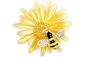 KOFOT Honey Bee Brooches Crystal Metal Insect Daisy Plant Themed Bee Brooch Animal Brooch Pin Gold Tone Women Girls Pins Sweater Shawl Clips Safety Pins Dress Shirt Clips