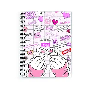 VPRINT QUALITY Wire Bound Spiral Printed Notebook with White unruled Plane Pages,Wire Bound Spiral Printed unruled Diary notebooks for Girls Stylish Pages :160 (Size :A5)