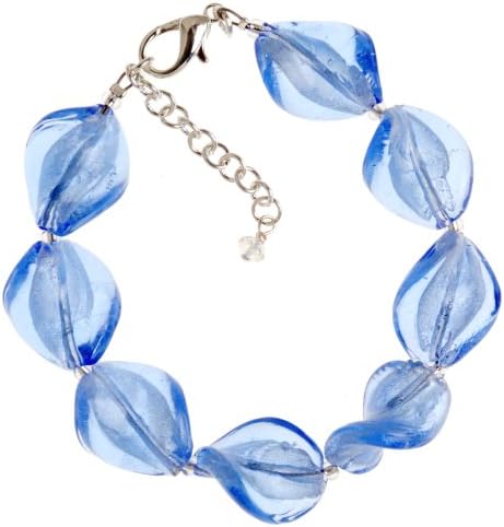 The Jewellery Factory Murano Style Light Sapphire Twist Glass Bead Bracelet of 23 cm