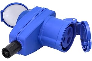 Cartrend Explorer Connecteur CEE coudée 3 Broches & Prise de Terre avec Couvercle Rabattable, pour Camping, caravanes, Camping-Cars, Protection Contre l'humidité, IP44, adapté pour Les câbles jusqu'à