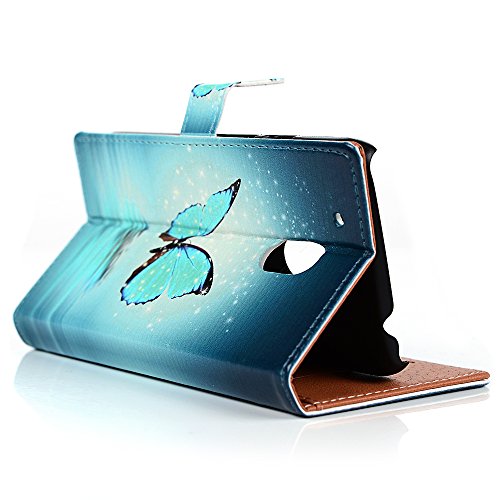 Motolora Moto G4 Play Hülle YOKIRIN Painted PU Leder Wallet Handytasche Handyhülle Innere PC Hardcase Folio Schutzhülle Ledercase Lederhülle Tasche Painted Gemalt Schale Backcover Ledertasche Schutz Hülle Rückschale Flip Cover mit Standfunktion Karteneinschub und Magnetverschluß im Bookstyle Muster:Schmetterling - 6