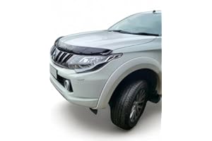 LUXELL EUROPE Gloss Black Bonnet Guard Protector Bug Stone Deflector Fits MITSUBISHI TRITON L200[2015-2019]