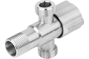 GAROSA Válvula de Tres Vías Valvula Desviadora de 3 Vias G1 / 2 "Válvula De ángulo Acero Inoxidable Grifo Válvula De ángulo Válvula De Cierre De Agua 1 Entrada 2 Salida Para Baño De Mano De Espray De Bidé