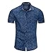 Produktbild T Shirt Herren, HUIHUI Coole O-Ausschnitt Kurzarm Sweatshirt Slim Fit Basic UV Polo-Shirt Mode Sport Oberteile Oversize Bench Tops Demin Sommer Freizeit Hemd Poloshirt (XXL, Blau)
