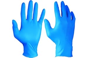 BSSPOKE INSPIRED BY YOU Premium 100 Pack Nitrile Disposable Gloves - E-Co Friendly Nitrile Gloves, Powder/Latex-Free - Blue Surgical Gloves, Fit to Size - Perfect for Cleaning & Food Handling (Blue, Large (Pack of 100))