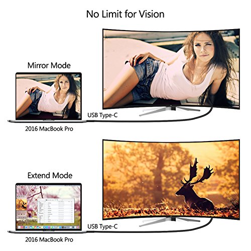 Philonext USB C to DisplayPort Cable (4KX2K@60Hz), (1,8m/5,9ft) USB 3.1 Type C (Thunderbolt 3 Compatible) to DP Cable for 2016 MacBook Pro, MacBook 12″, ChromeBook Pixel, Samsung Galaxy S8/S8 Plus - 5