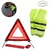 Produktbild YoungRich Warnweste Set 1x Reflexions Notfalldreieck Warndreieck mit Einem Roten PVC Kasten und 1x Verkehrs Reflektierende Warnwesten Sicherheitsweste Reflektorweste für Gebäude Radfahren Fahren