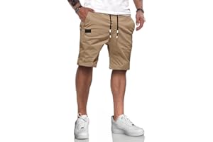 LIUPMWE Pantalones Cortos Hombre Verano Algodón Deporte Shorts Casual con Bolsillos Cintura Elástica Shorts