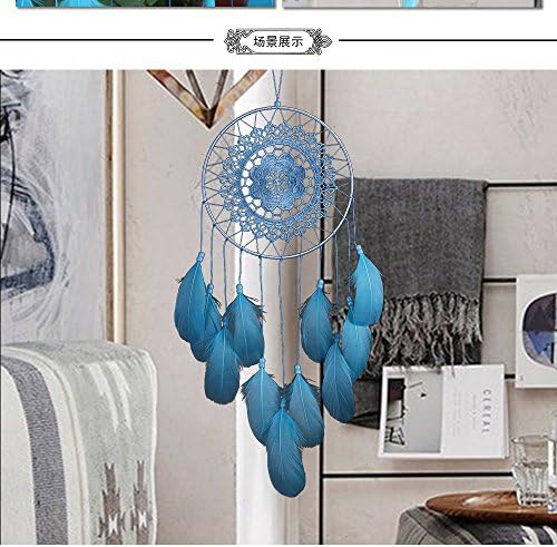 Catcher, Handmade White Dream Catchers Decor 1 Circle Traditional Circular Net Indian Feather Wedding Party Wall Hanging Ornament,Blue,1Pcs