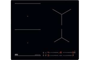 AEG Serie 6000 Piano cottura induzione, 4 Fuochi Vetroceramica, Funzione Bridge, Zone Cottura Flessibili, PowerBoost, Hob2Hood, Touch Control, Sicurezza Bambini, TO64IB00IB, 60 cm