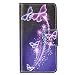 Produktbild Samsung Galaxy J3 2017 [US Version] Hülle, Chreey Gemalt Muster Schutzhülle Lederhülle Magnetische Schnalle Premium PU Leder Flip Cover Brieftasche Kreditkarte Taschen Etui Handyhülle Schutztasche [Lila Schmetterling]