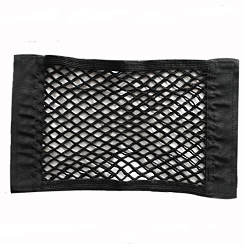 Organisateur Coffre Voiture en Maille 4 Crochets + 2pcs Filet Coffre Sac de Rangement en Maille Elastique avec Velcro à Scratcher Amovible pour Siège Bagage Courses