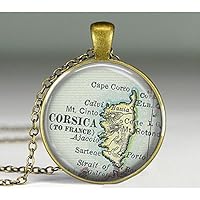 CORSICA KORSIKA Vintage Landkarte Halskette Handmade in Vienna
