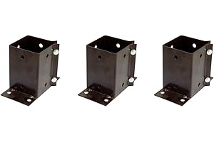 3 x Fence Post Holder 75mm posts Support Flush Fit Shoe Anchor Clamp Grip Brown for 75mm x 75mm posts (3") Eliza Tinsley Swiftpost, Pack of 3